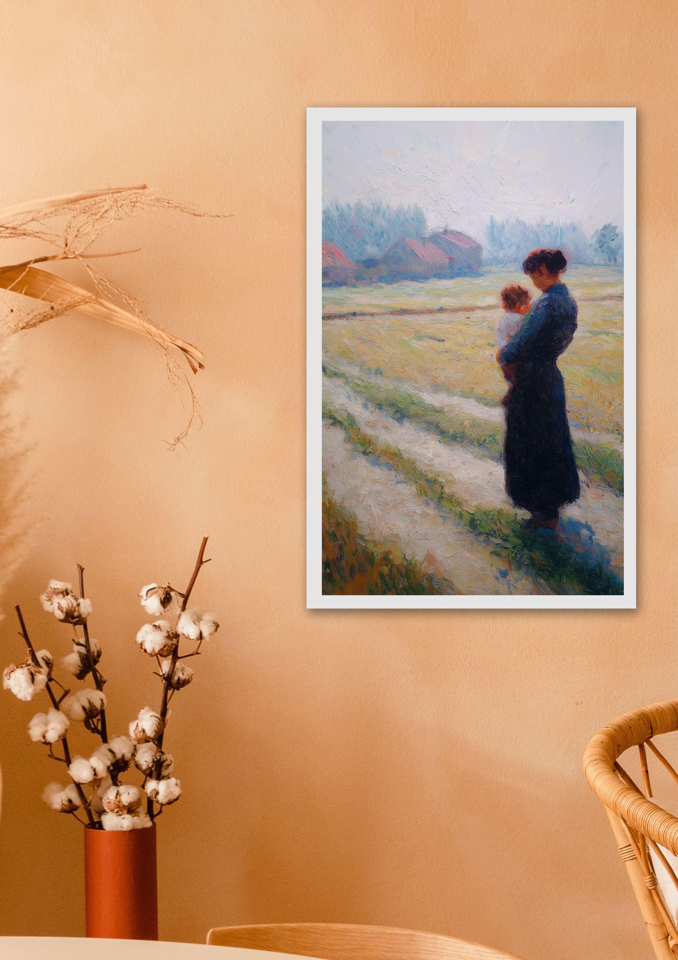 Impressionist Mother and Child Painting Print – A2 Printable PDF (42x59.4 cm)