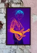 Electric Guitarist Neon Line Art Poster – A2 Printable PDF