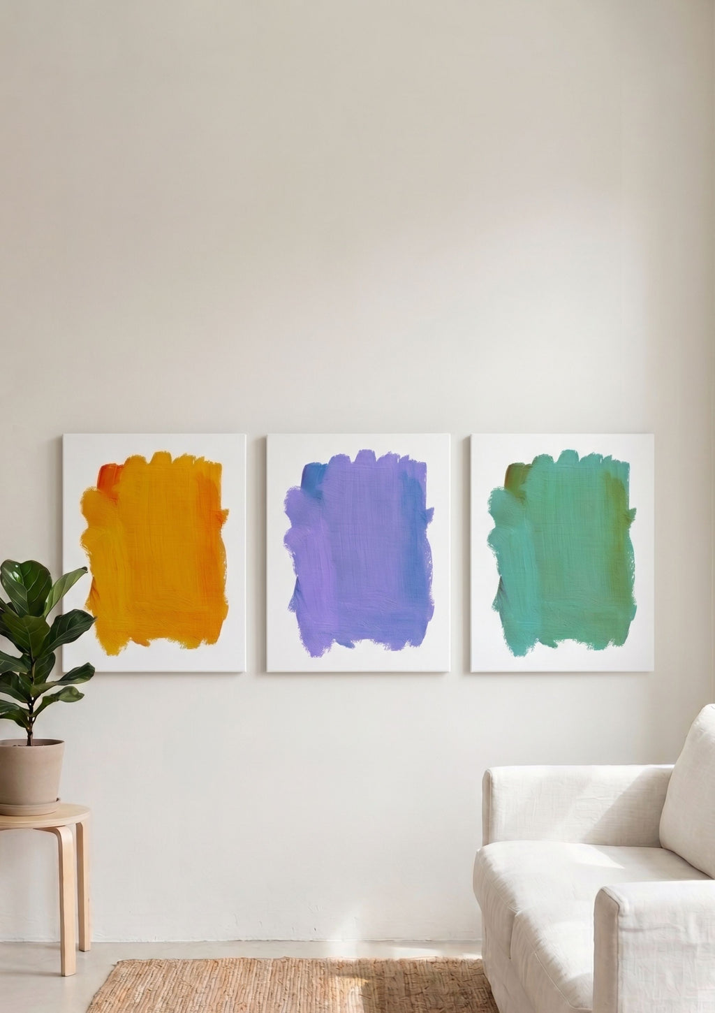 Trio of Vibrant Abstract Brushstroke Posters – Set of 3, A2 Printable PDF Bundle