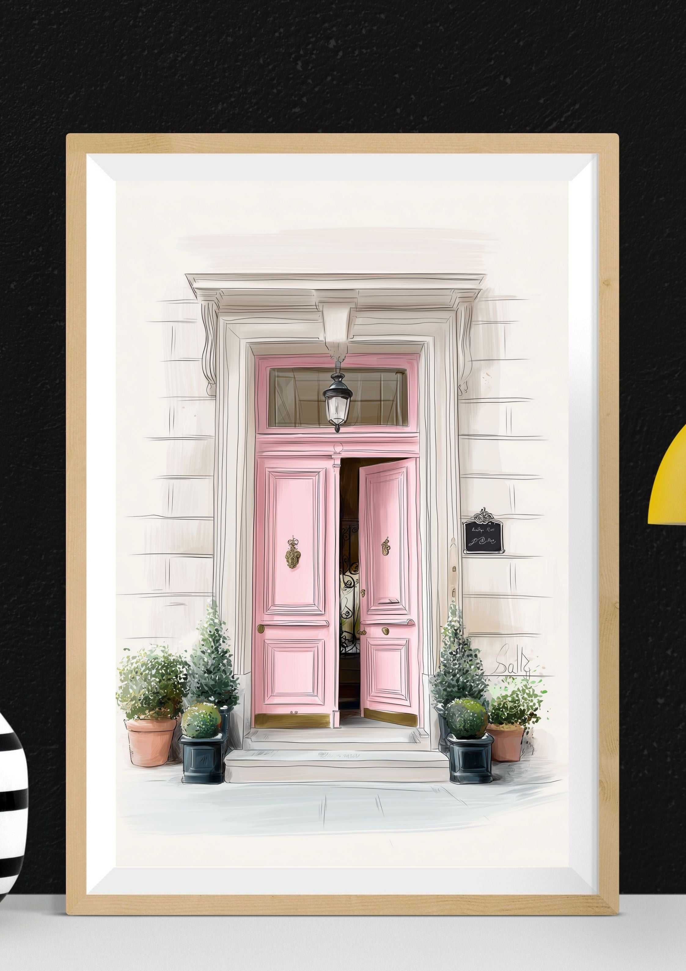 Parisian Chic Pink Door Printable Poster – A2 Digital PDF
