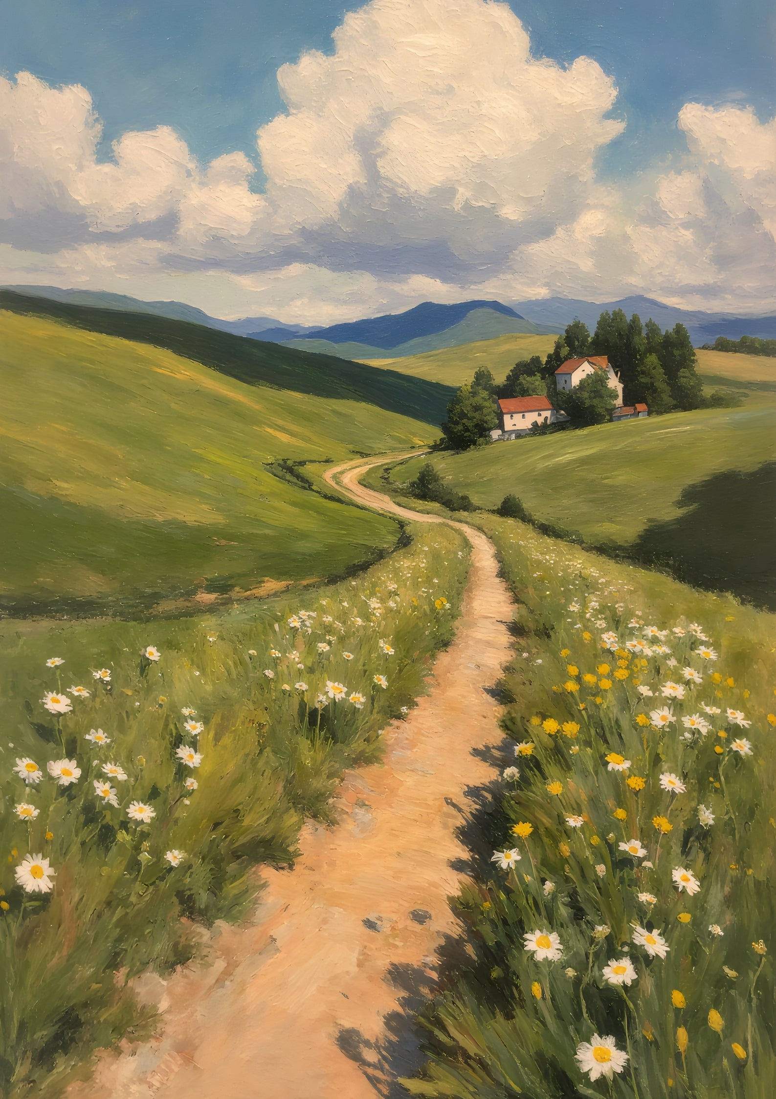 Rustic European Countryside Landscape Bundle – Set of 3 Impressionist Meadow Prints