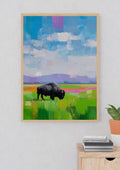 Colorful Bison Impasto Painting Poster – A2 Printable PDF