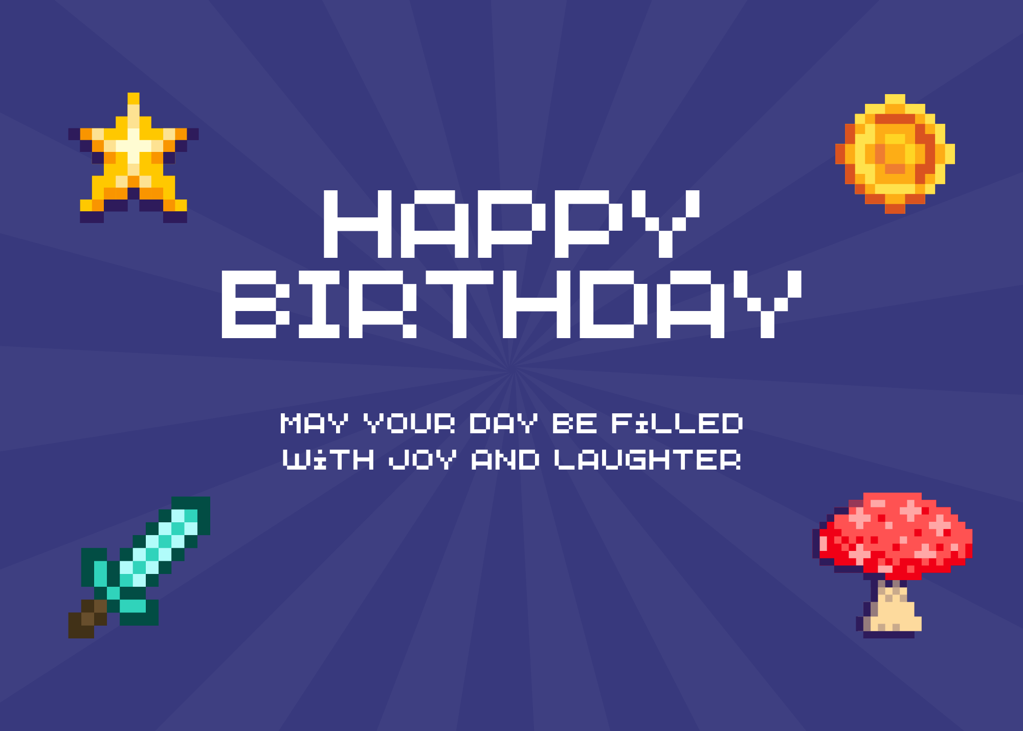 Gamer Birthday Card – 8-Bit Pixel Art Digital – Send via Text or Discord