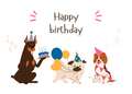 Cute Dog Party Birthday Card – Instant Download Dog Lover Card