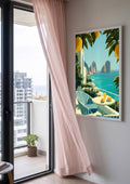 Amalfi Coast Lemon Terrace Printable Poster – Vintage Italian Summer Wall Art