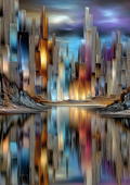 Abstract Impasto City Skyline Printable Poster – A2 Digital Download PDF