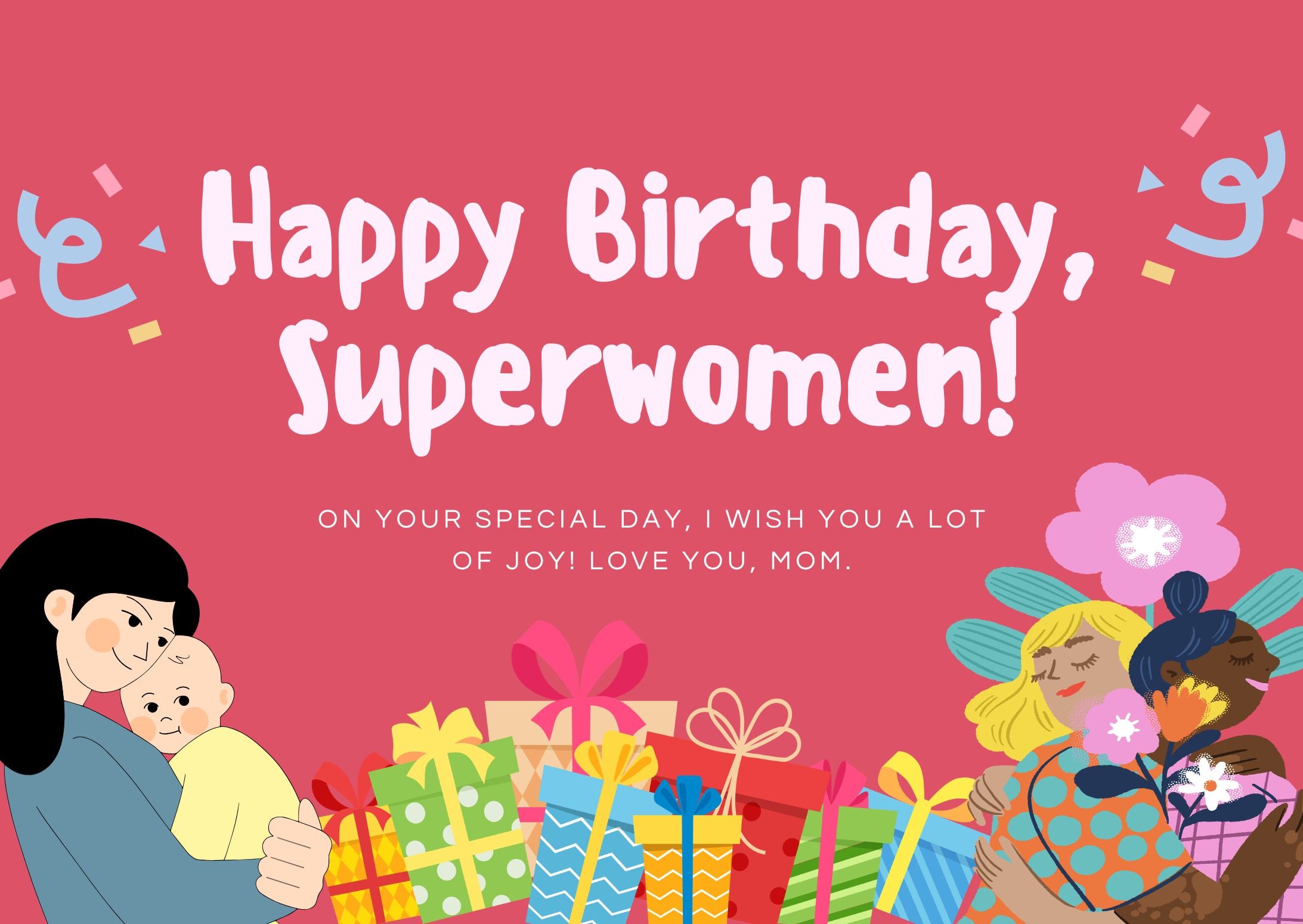 Digital Birthday Card for Busy Moms, Superwomen - Instant Download E-Greeting