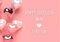 Digital Birthday Card for Mom with Heart Balloons - Instant Download