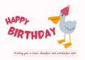 Funny Animal Birthday Card Digital, Pelican - Instant Download
