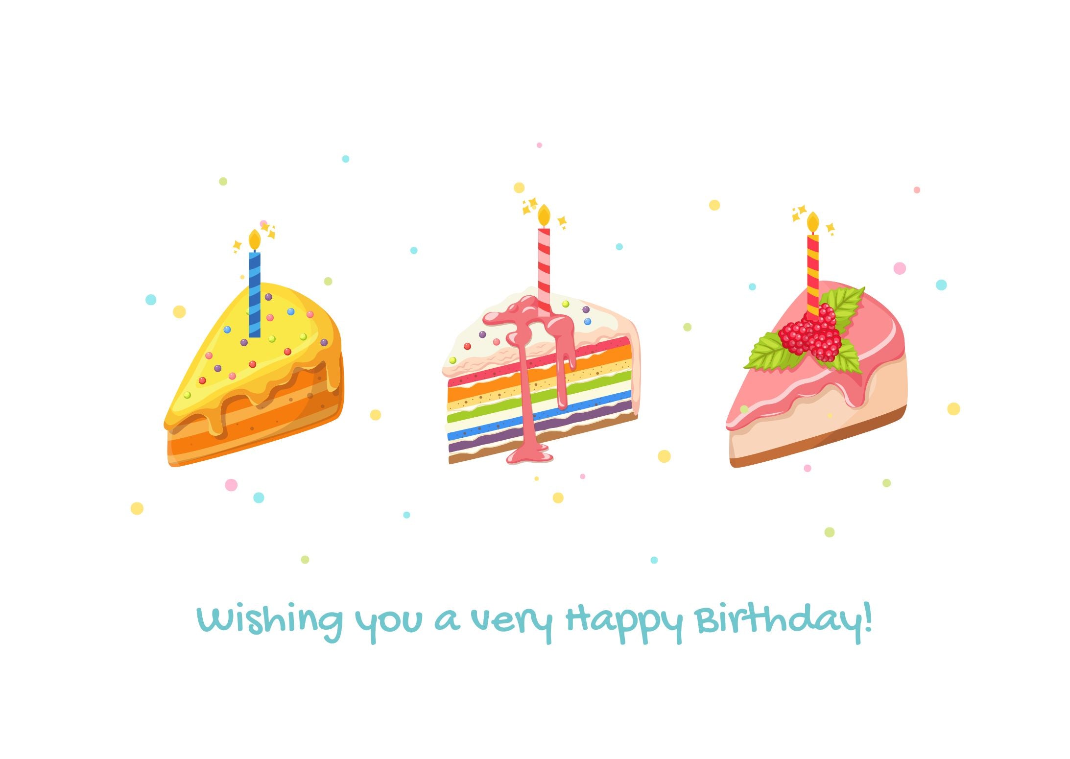 Digital Birthday Greeting with Cake Slices - Instant Download