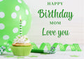 Bright Green Birthday Card for Mother, Digital Cupcake - Instant Download