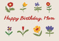 Colorful Wildflower Birthday Ecard for Mom - Instant Access
