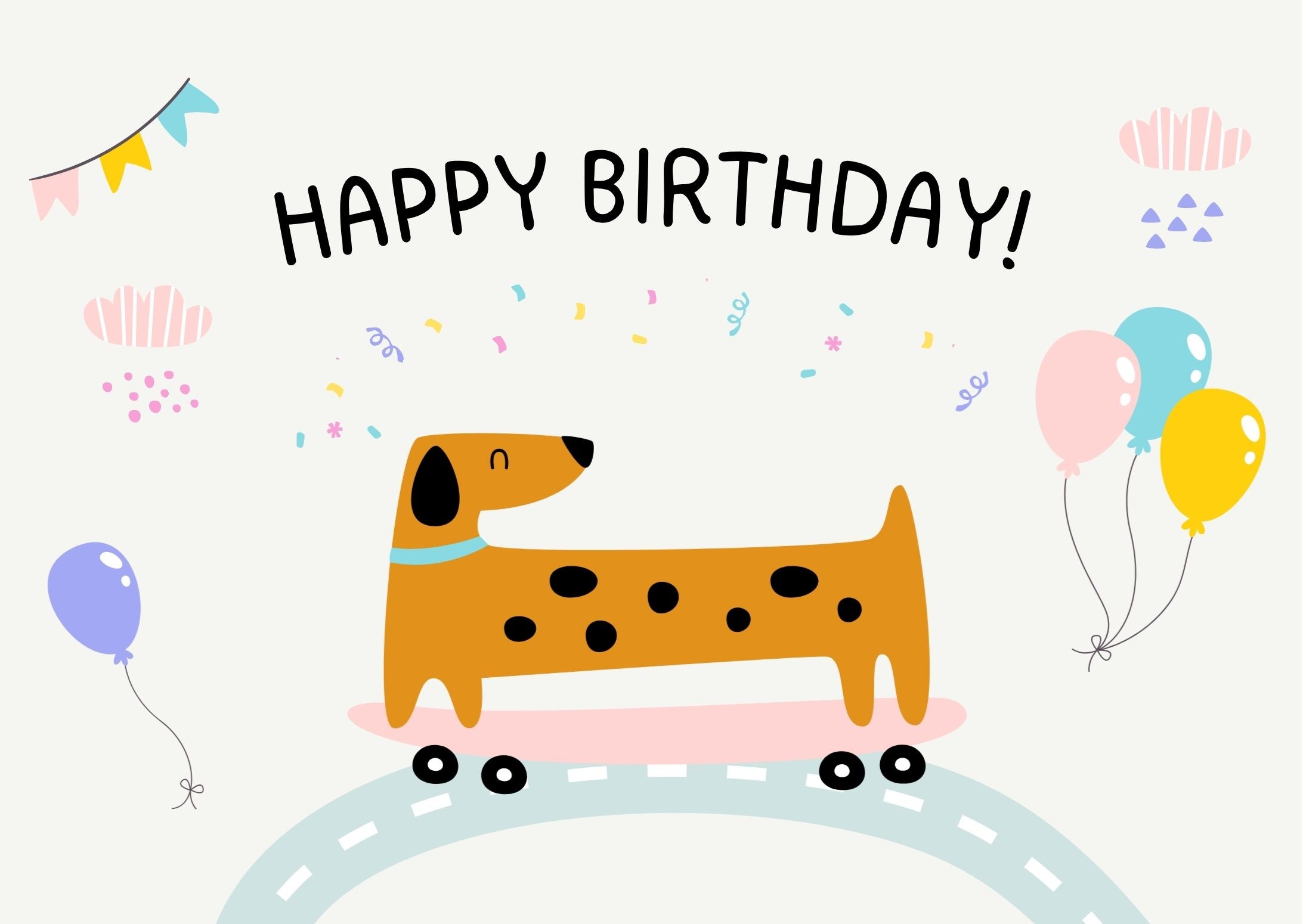 Funny Skater Dog Birthday Card - Instant Access Digital Card