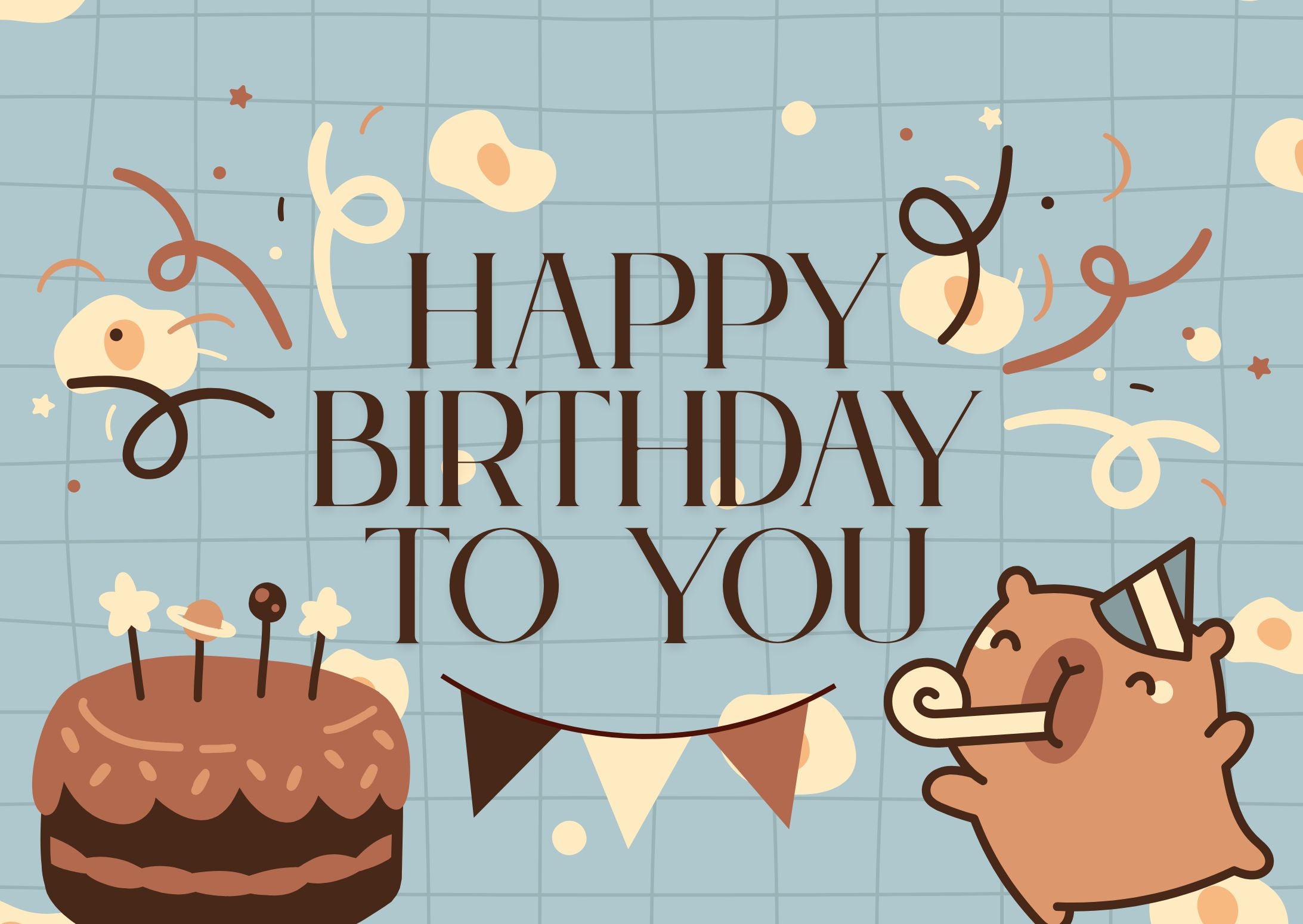Digital Capybara Party Birthday Card - Instant Download