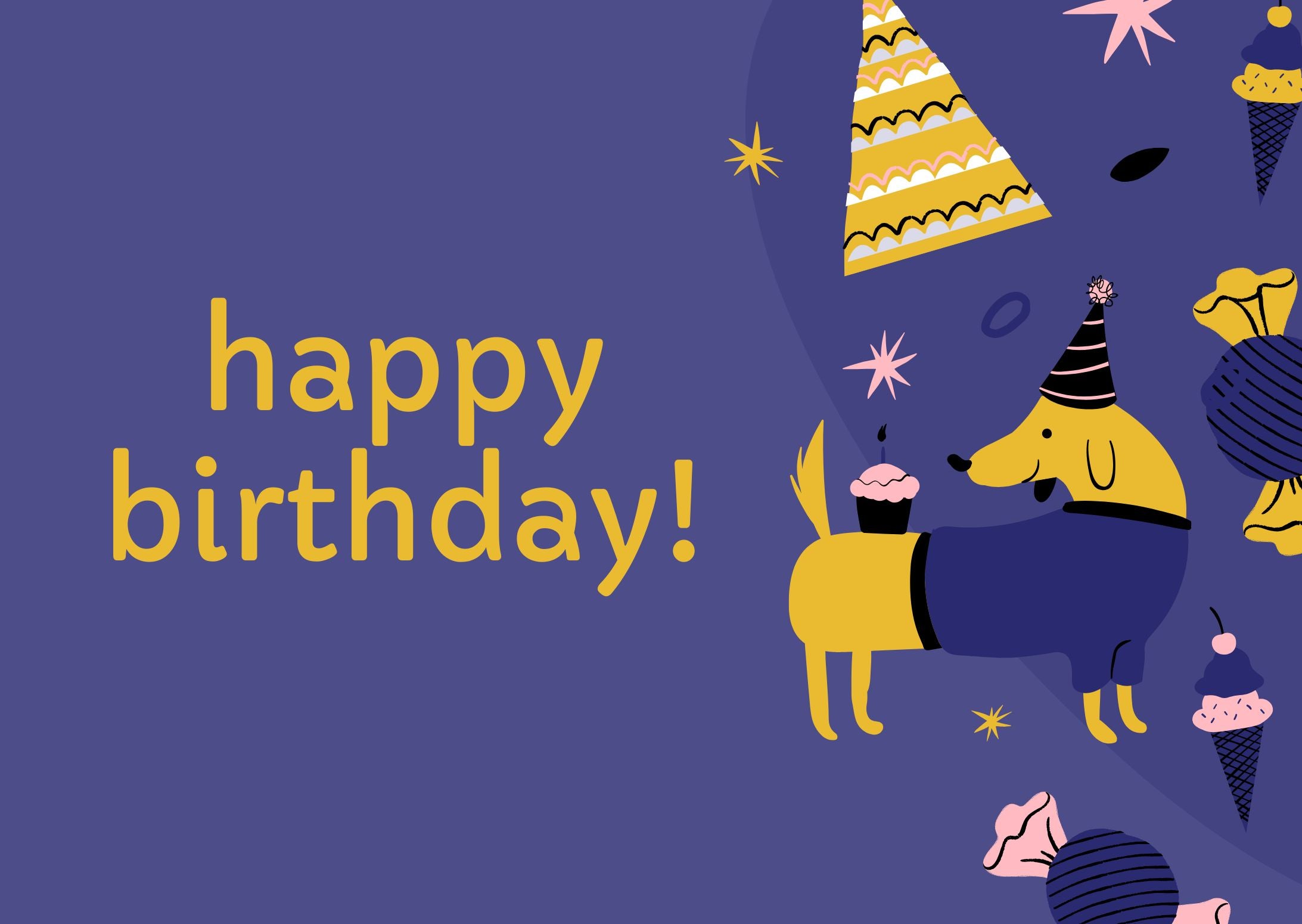Cute Dachshund Digital Birthday Card, Instant Download - Send via Text or Email