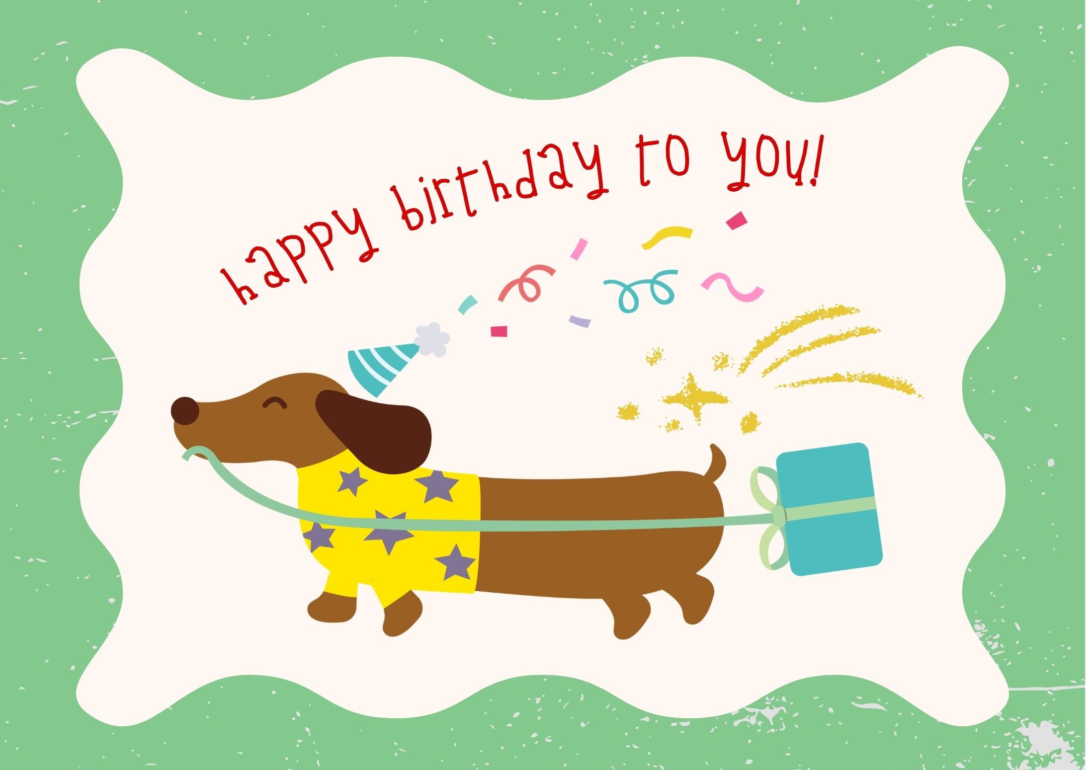 Funny Dachshund Birthday Card Digital, Instant Download - Send via Text or Email