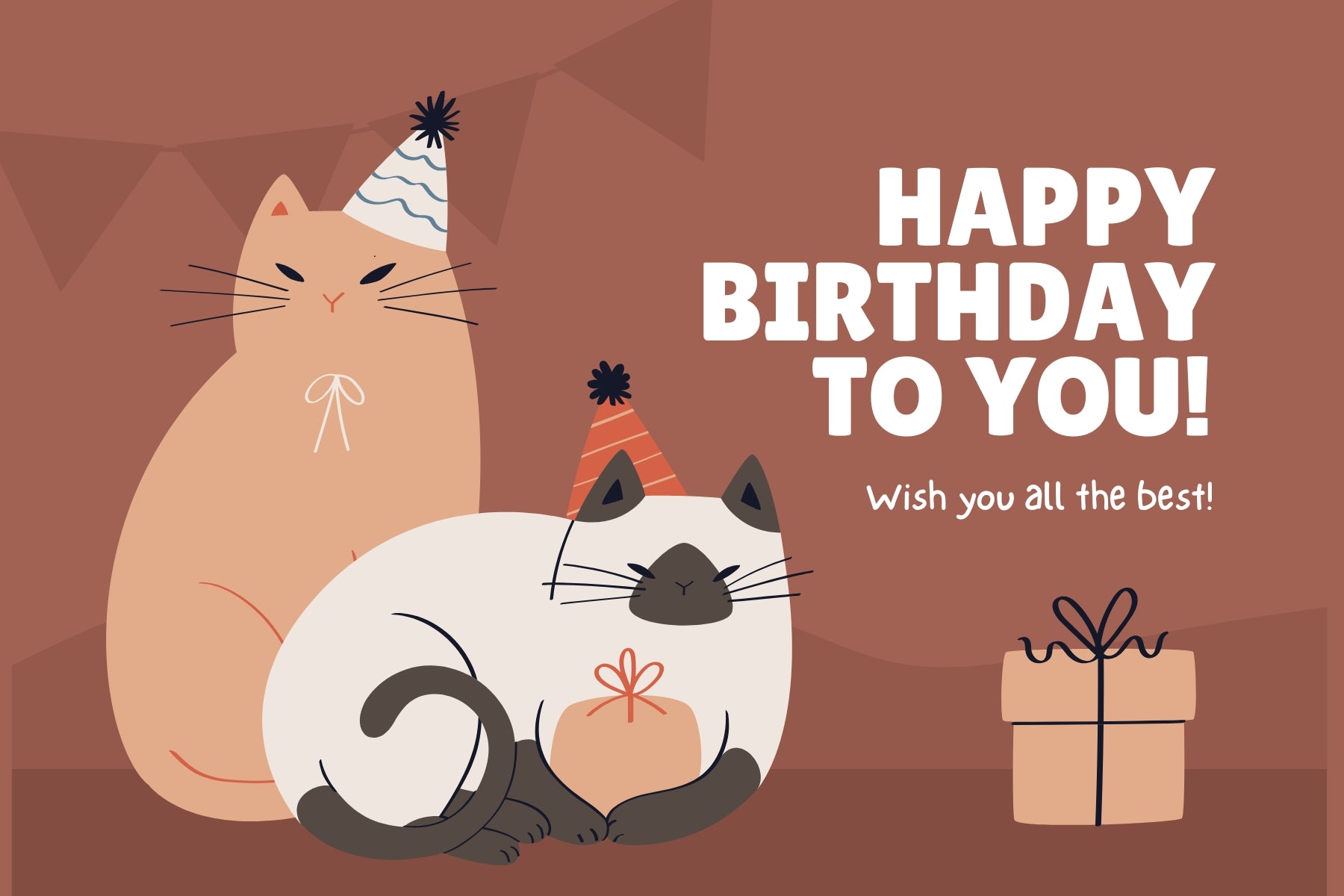 Modern Cats Digital Birthday Card - Instant Download