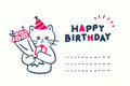 Cute Minimalist Cat Birthday Card Digital - for Text or Email