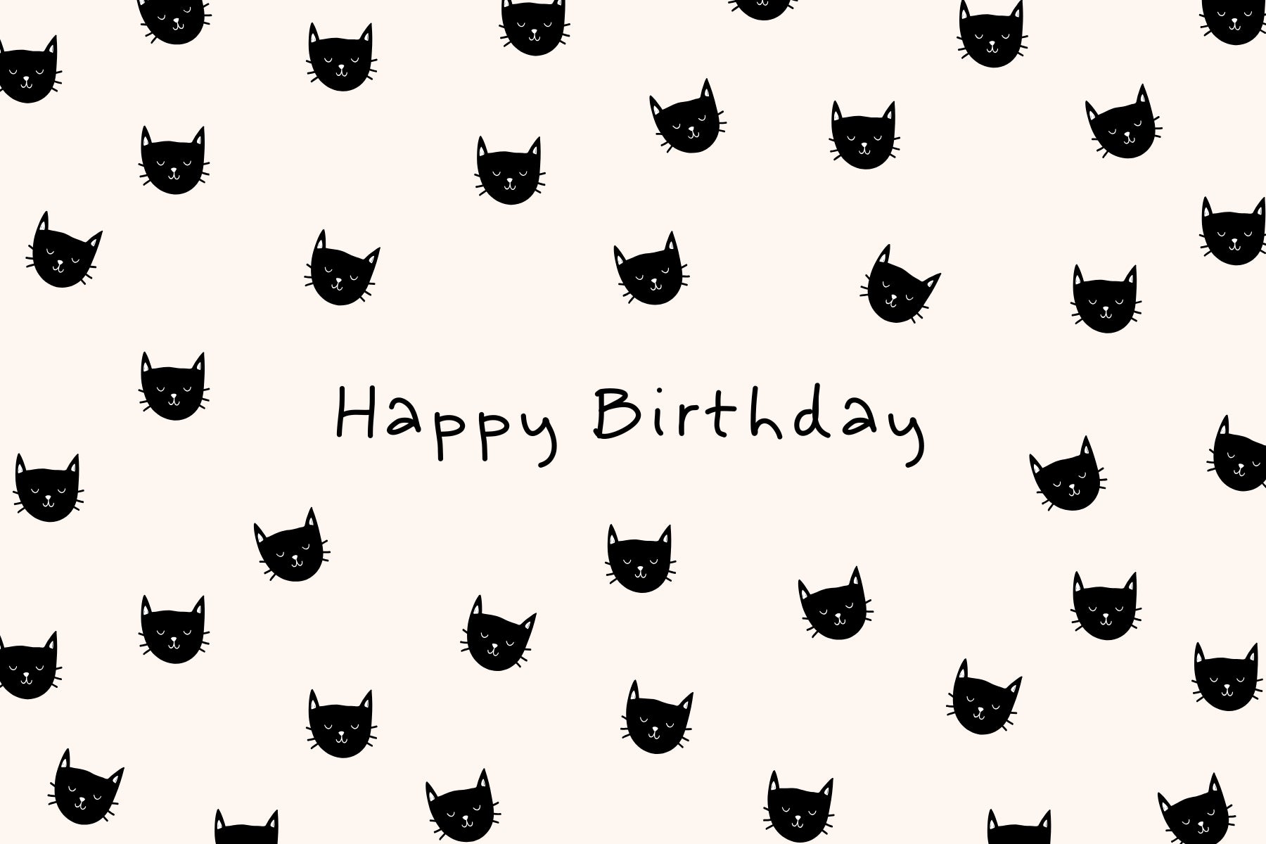 Black Cat Pattern Digital Birthday Card - for Text or Email