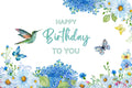Elegant Watercolor Hummingbird Birthday Card - Instant Download