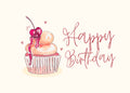 Watercolor Cupcake Digital Birthday Card - for Text or Email