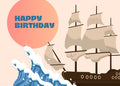 Nautical Sailing Ship Digital Birthday Card   for Text or Email