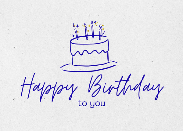 Minimalist Birthday Cake Digital Card - Instant Download