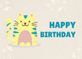 Colorful Cat Digital Birthday Card, Instant Download