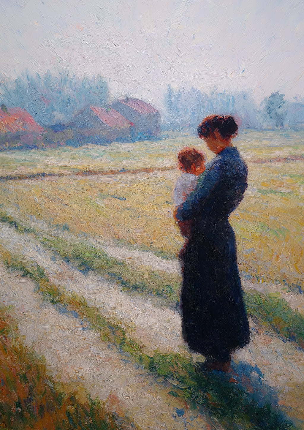 Impressionist Mother and Child Painting Print – A2 Printable PDF (42x59.4 cm)