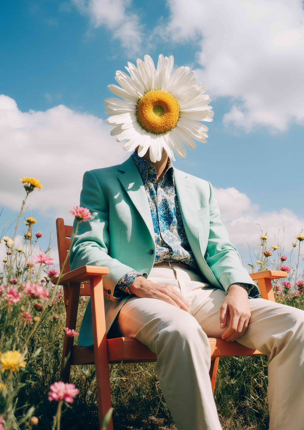 Surreal Daisy Man Photography Poster – A2 Ready to Print and Frame