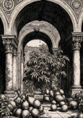 Neoclassical Courtyard Ink Drawing Print – A2 (42x59.4 cm) Digital PDF