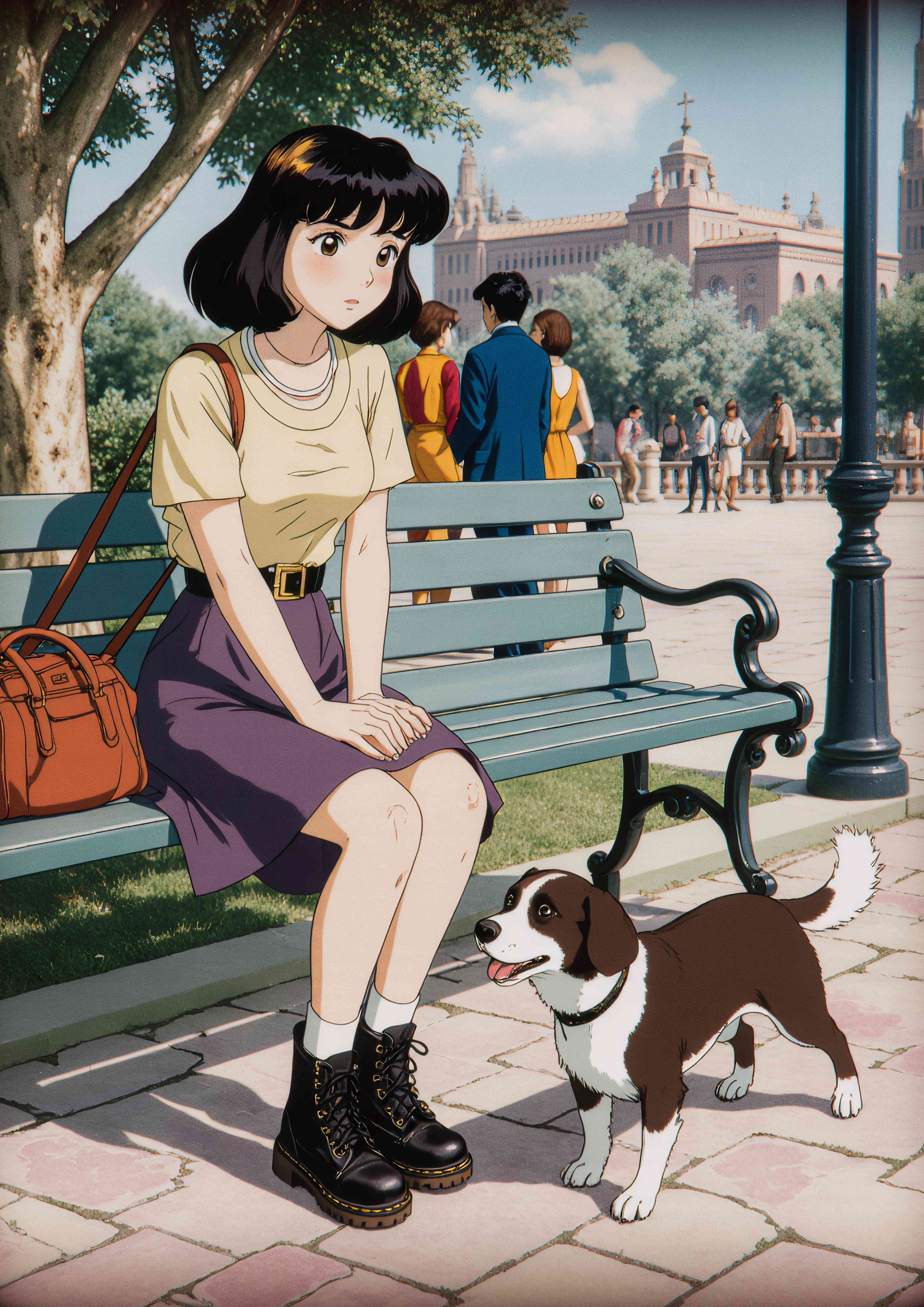 Retro 90s Anime Girl and Dog Printable Poster – A2 (42x59.4 cm) Digital PDF