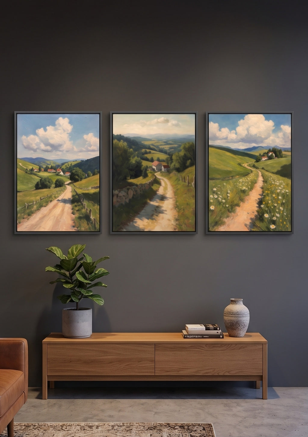 Rustic European Countryside Landscape Bundle – Set of 3 Impressionist Meadow Prints