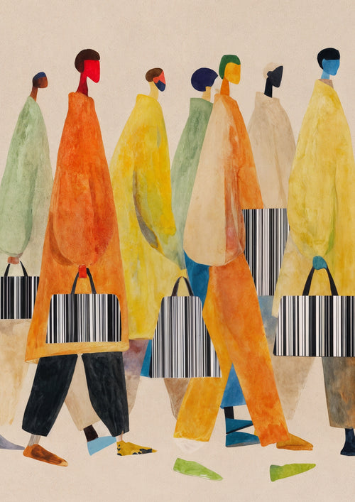 Avant-Garde Barcode Fashion Poster Set – 2 Pack Modern Figurative Illustration
