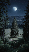 Moonlight Mountain Forest Phone Wallpaper – 4K Download