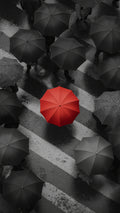 Red Umbrella Selective Color Phone Wallpaper – 4K Digital Download