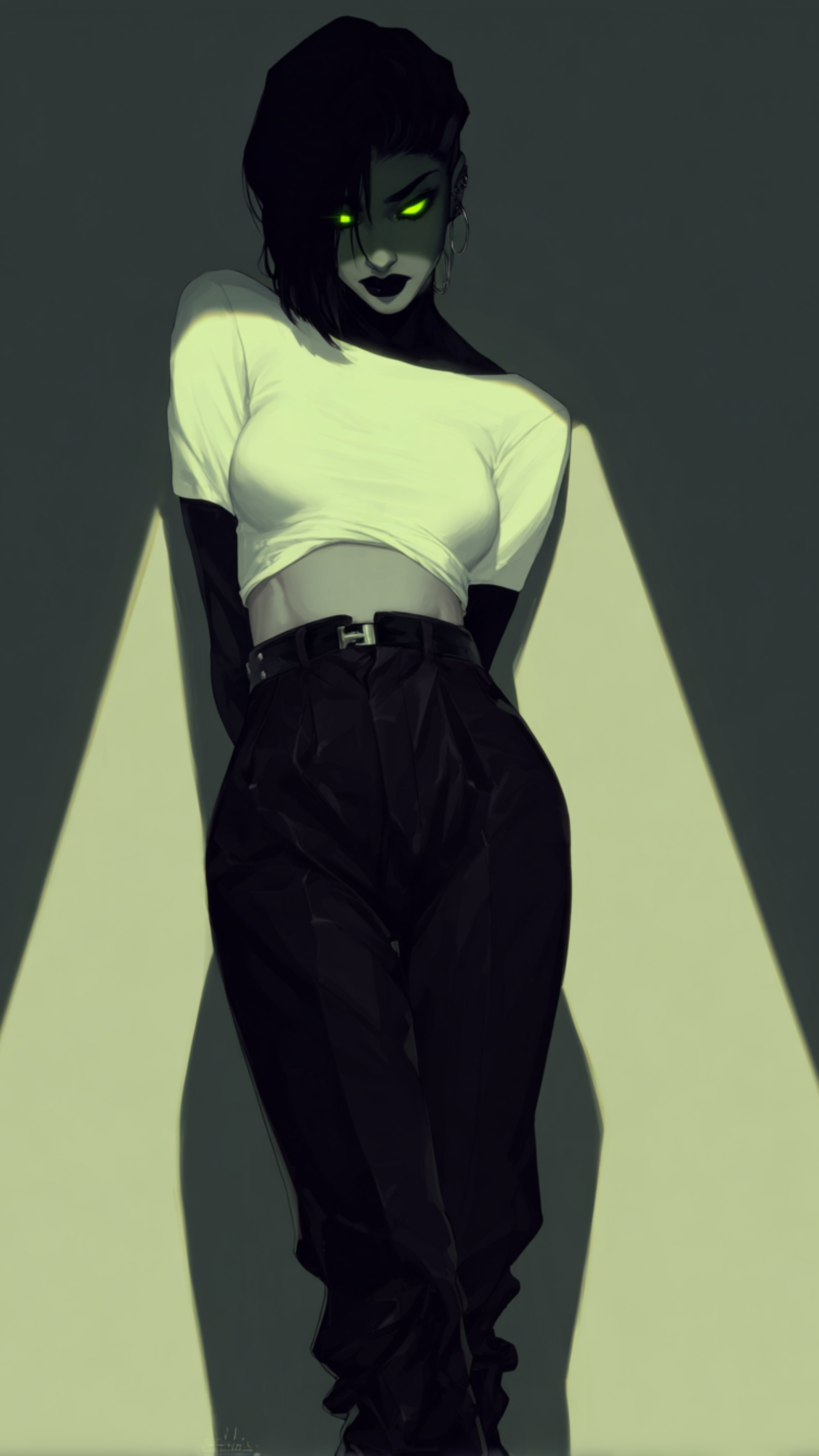 Cyberpunk Goth Girl Phone Wallpaper - 4K Digital Download