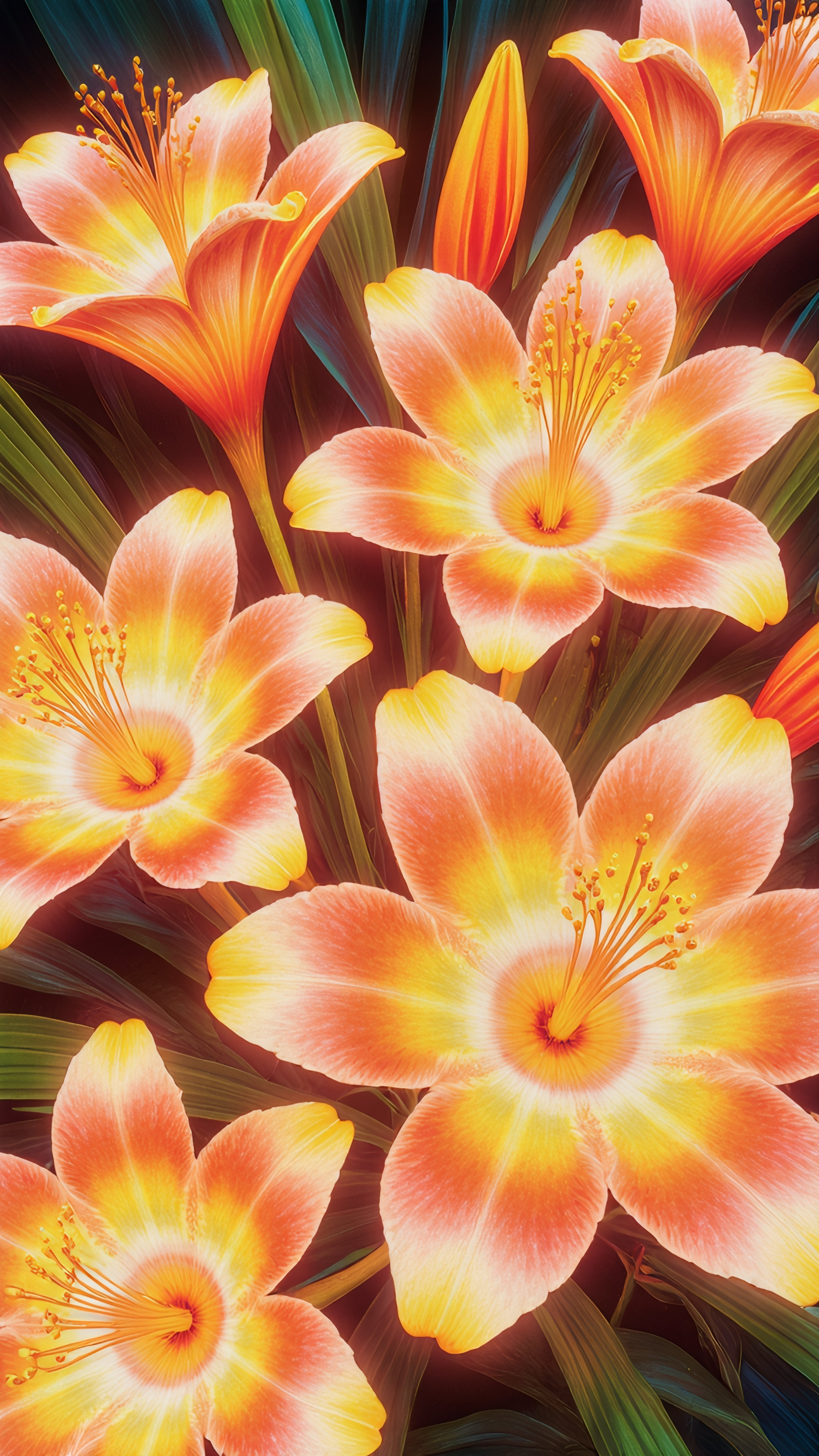 Glowing Orange Lily Phone Wallpaper – 4K Ultra-High Resolution