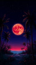 Retro Synthwave Palm Beach Wallpaper – 4K Digital Download