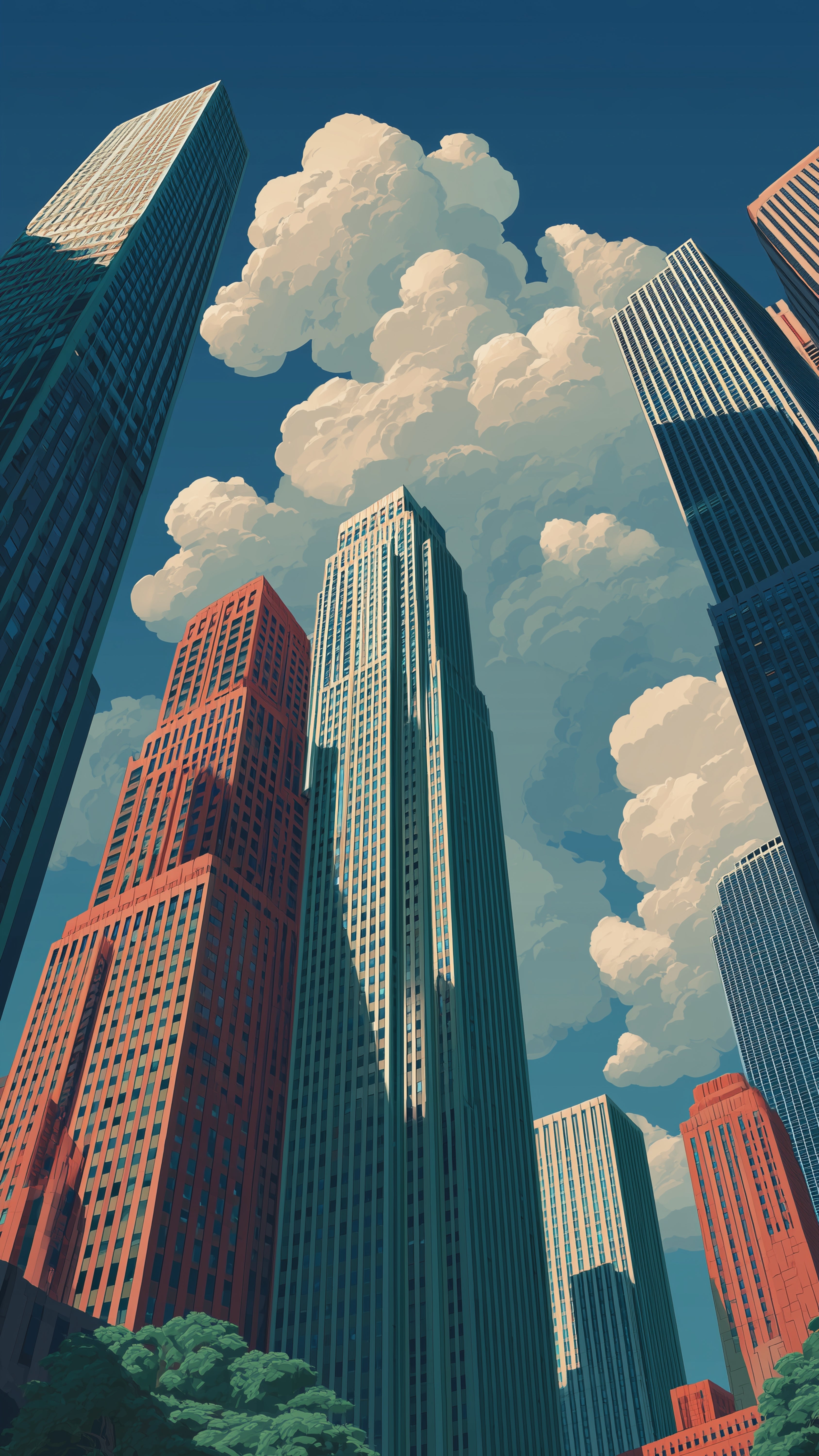Retro Anime Cityscape Phone Wallpaper – 4K Ultra-High Resolution