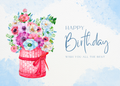 Elegant Watercolor Flower Birthday Card – Digital Download – Send via Text or Email